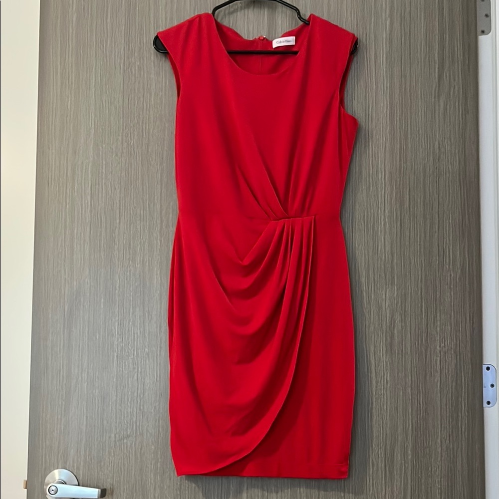Elegant Red Draped Dress